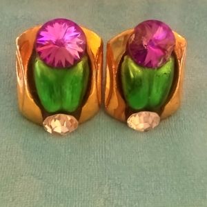 Vintage glass handmade OOAK scarab earrings